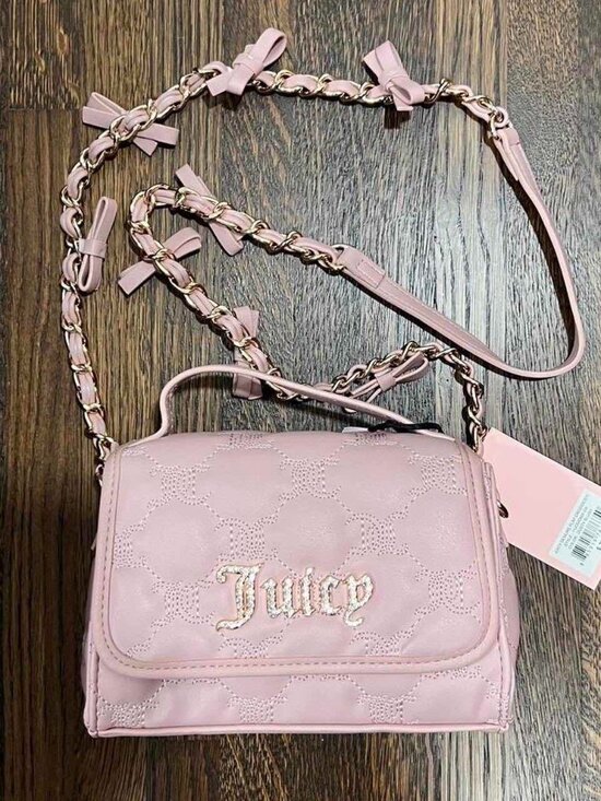 Juicy Couture Handbags - juicy couture “juicy demure” flap crossbody in dusty blush pink y2k NWT